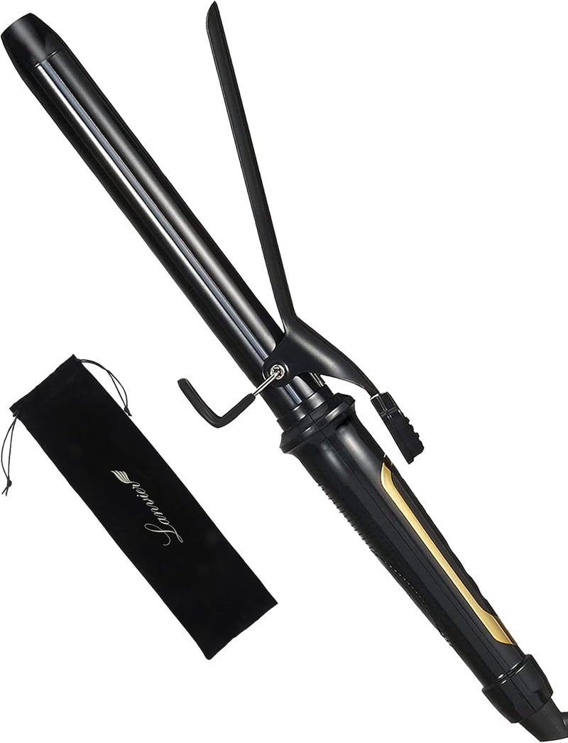 LANVIER 1 Inch Extra Long Hair Curling Iron with Ceramic Tourmaline Barrel, Professional Hair Curler up to 450°F with Dual Voltage for Worldwild Use, Hair Waving Style Tool for Girls&Women–Black - Image 1